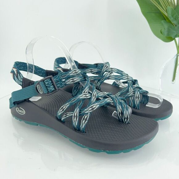 Chaco Women ZX/2 Sandal Size 10 Outdoor Hike Teal Strappy Thong Adjustable Shoe - Picture 2 of 14